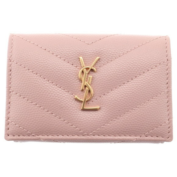 Saint Laurent Pink Cassandra PARIS Leather Origami Wallet Tri - Picture 1 of 6